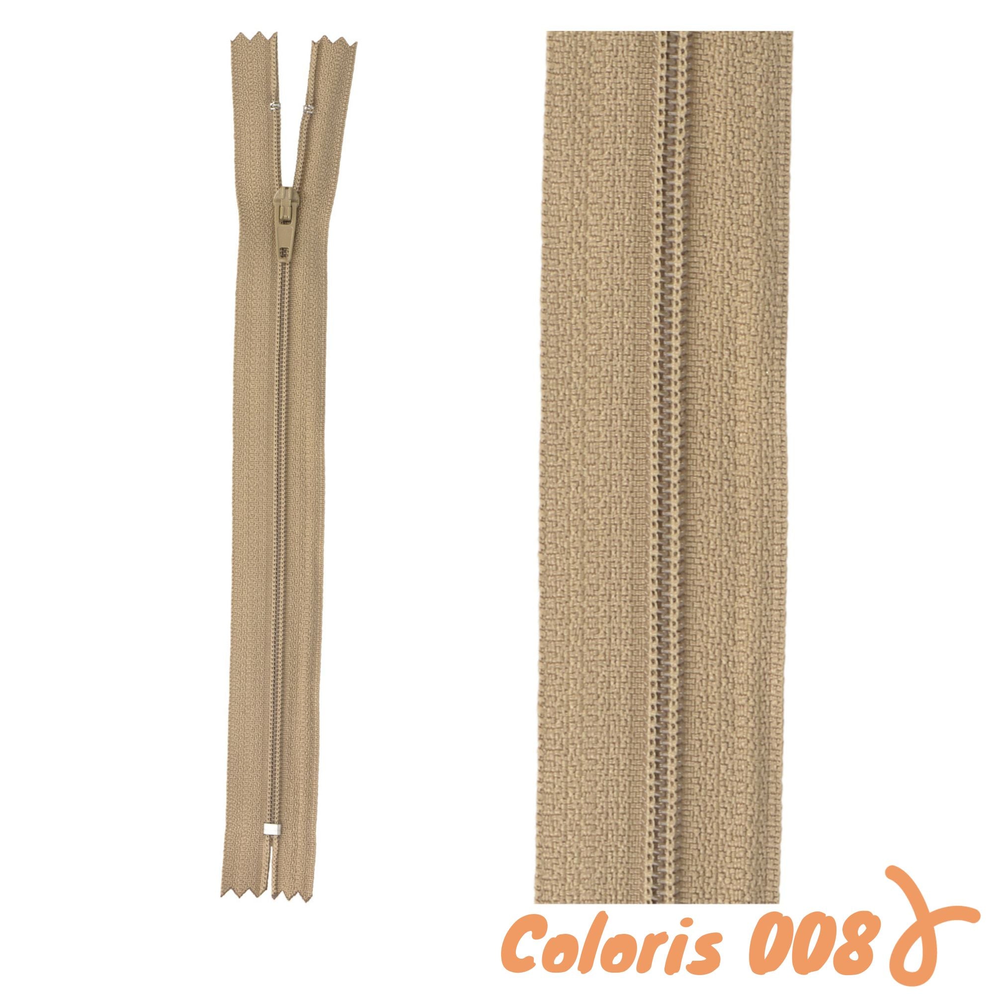 Zip non-séparable - 20 cm