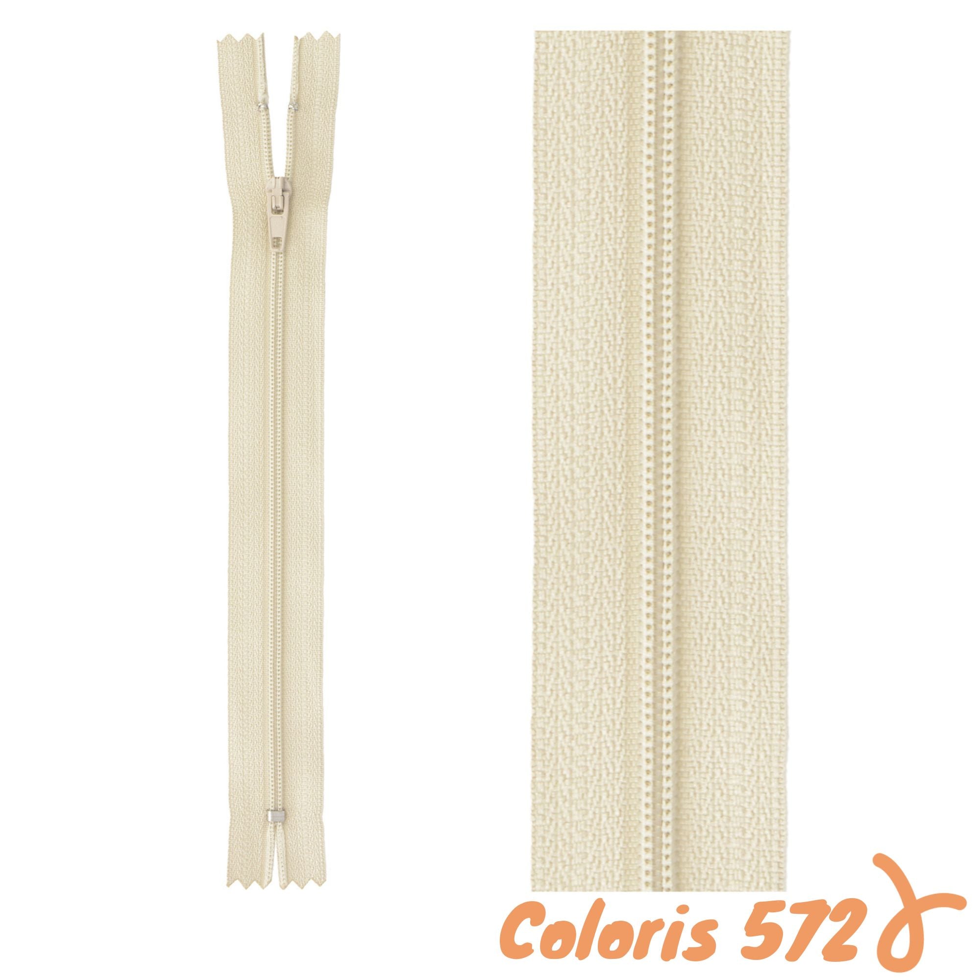 Zip non-séparable - 18 cm