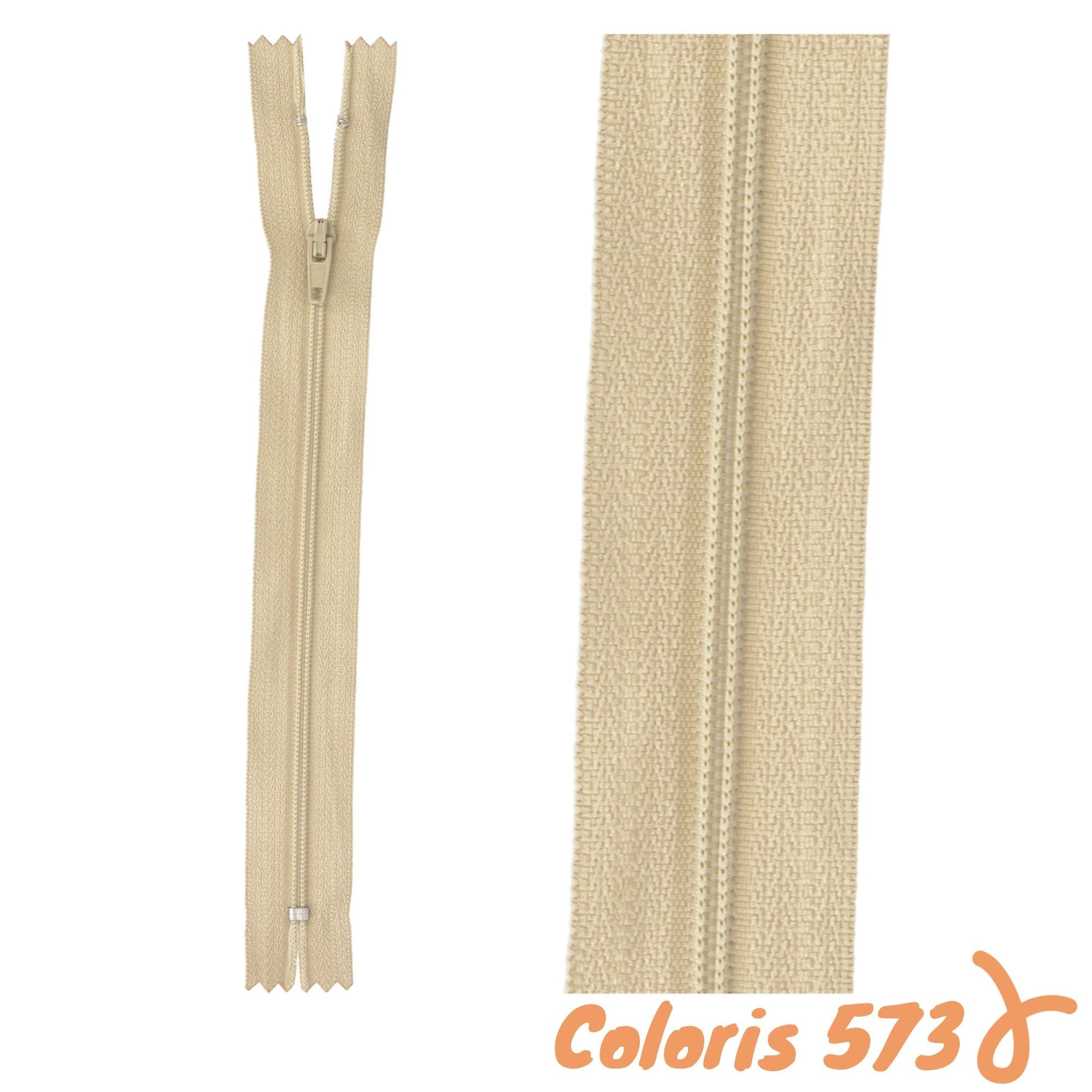 Zip non-séparable - 20 cm