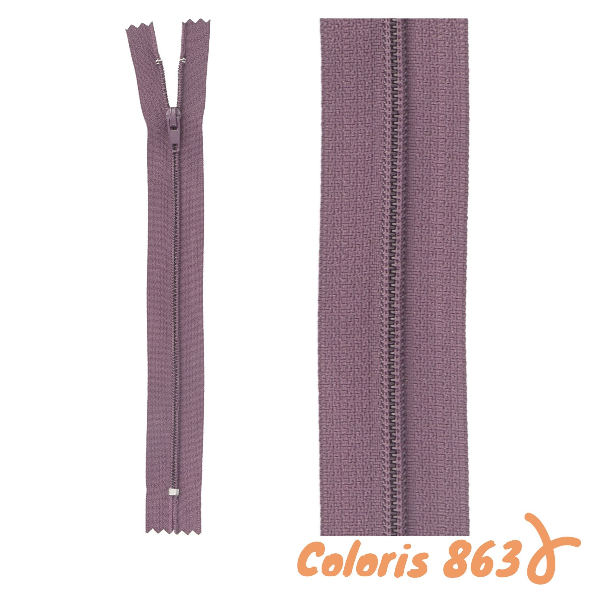 Zip non-séparable - 40 cm