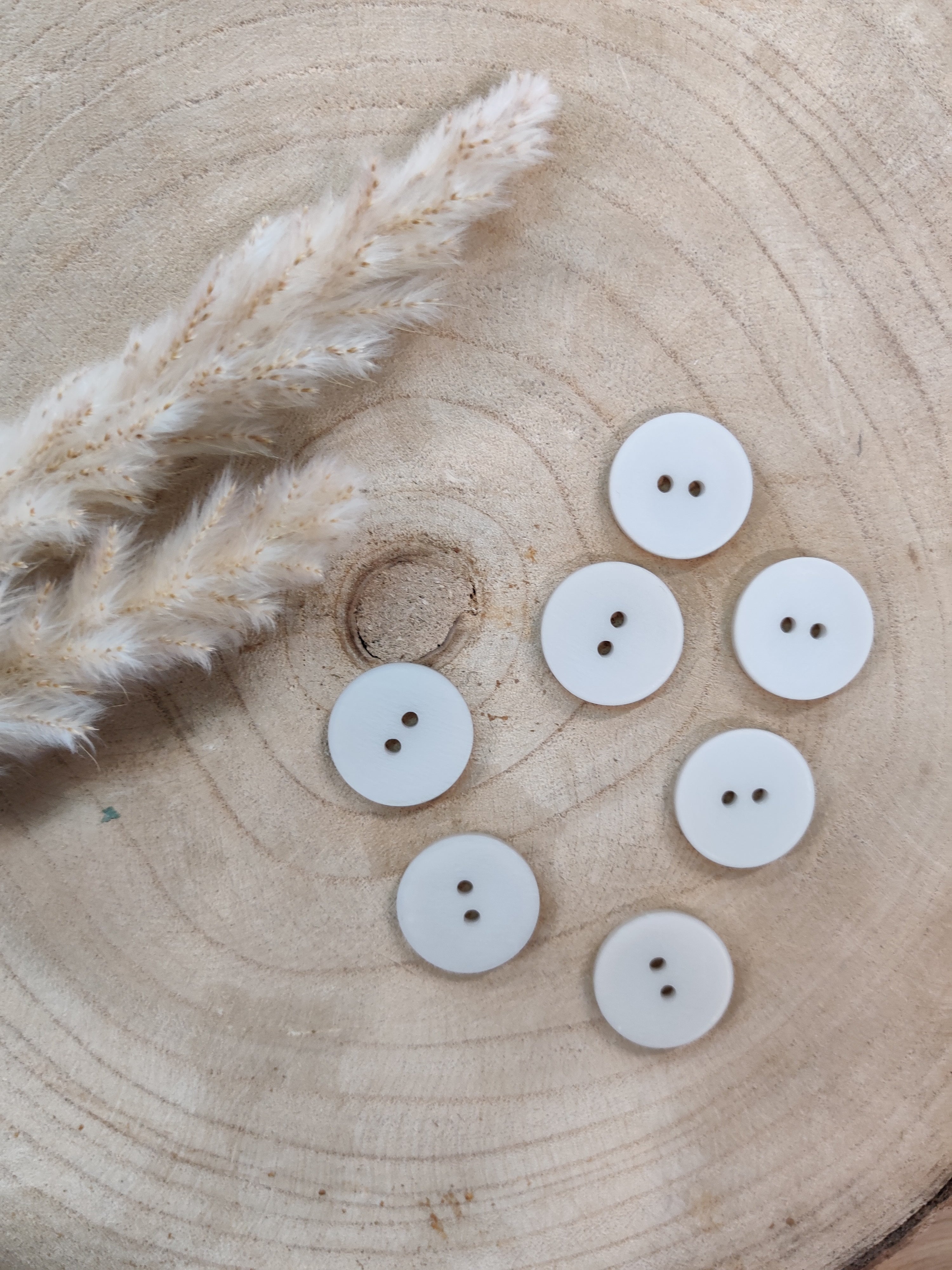 Boutons satinés 2 trous - Gris clair - 23 mm de diamètre