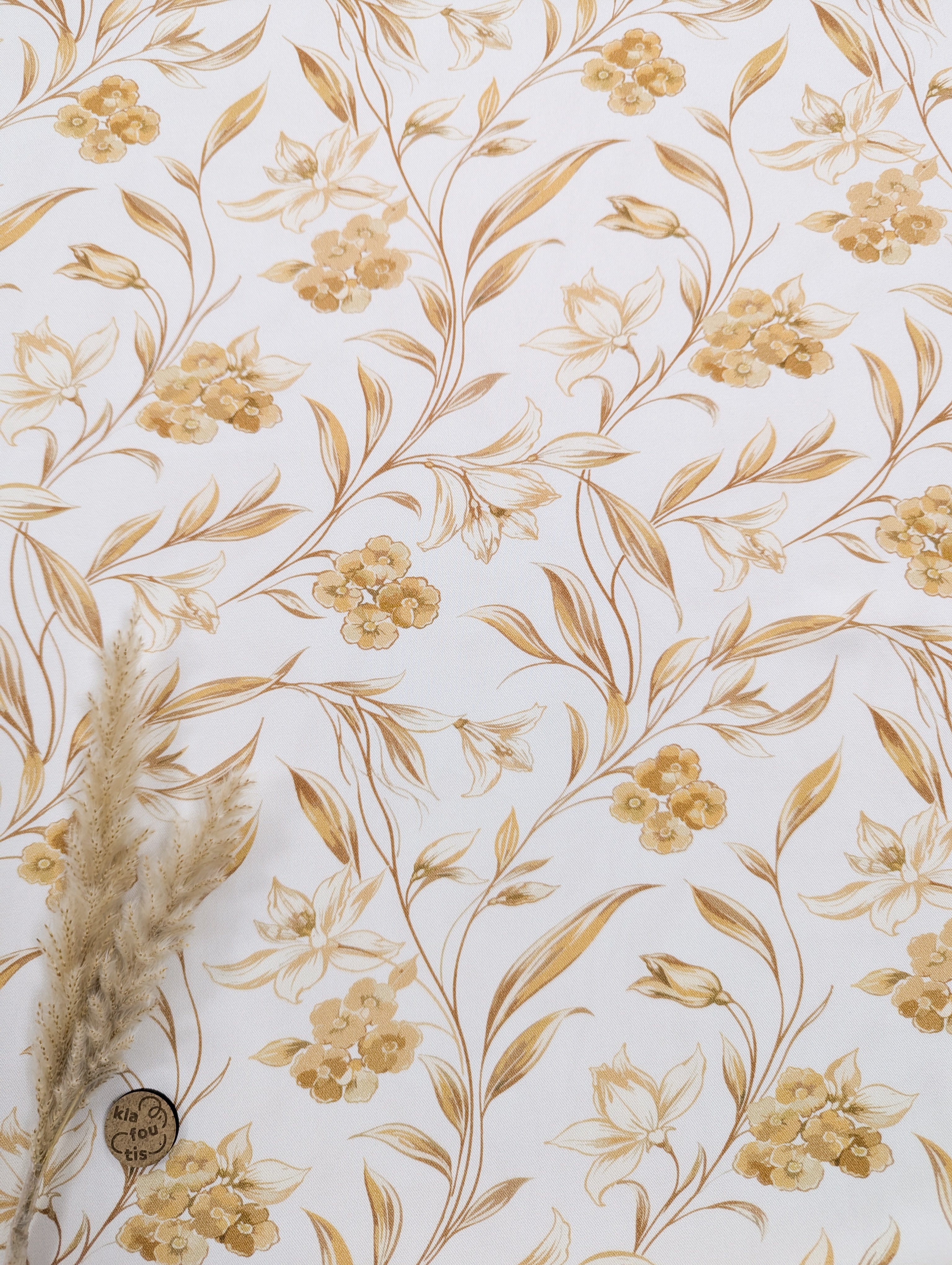Twill de viscose écru - Floraison précieuse