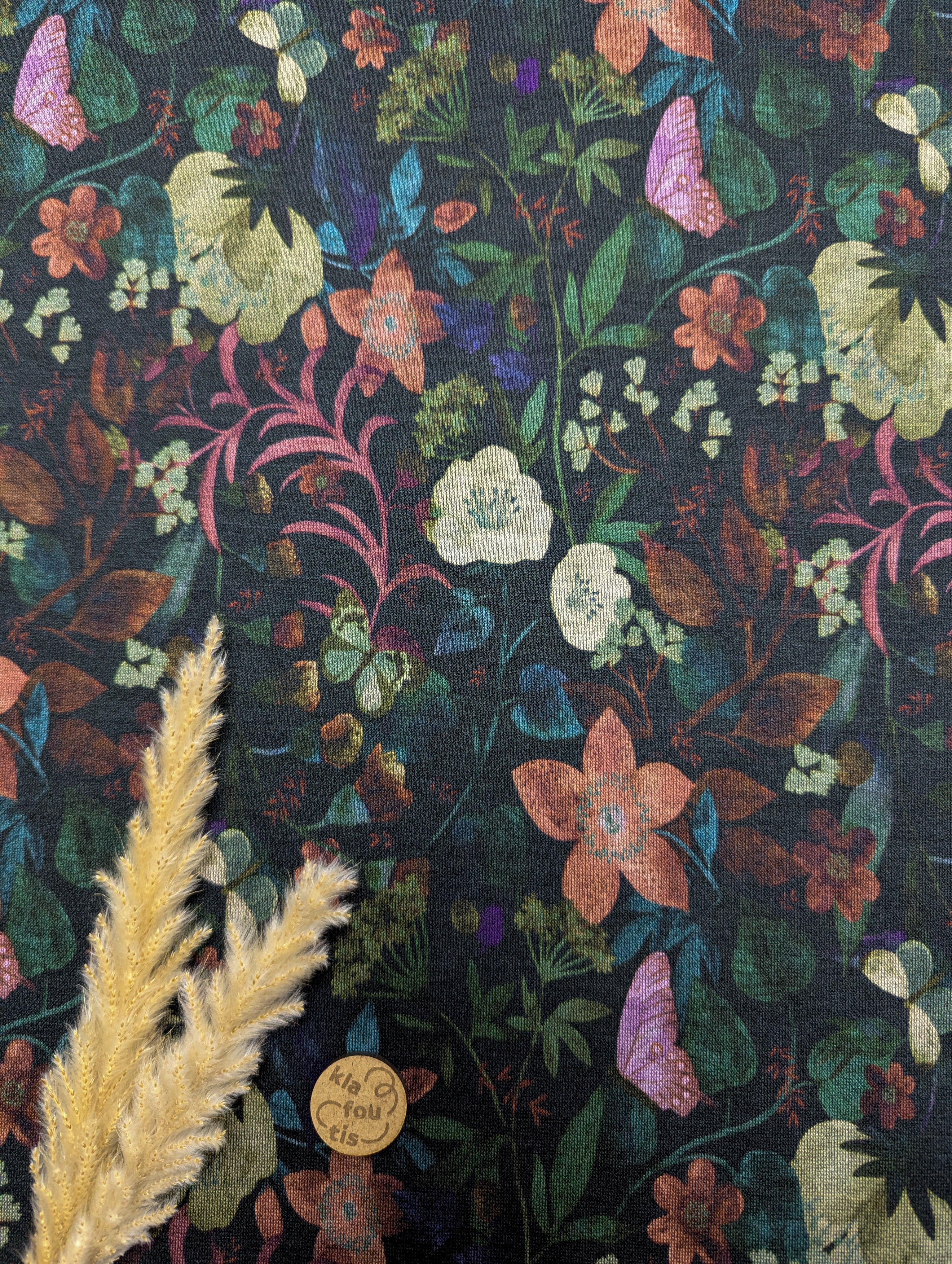 Jersey milano vert - jungle fleurie