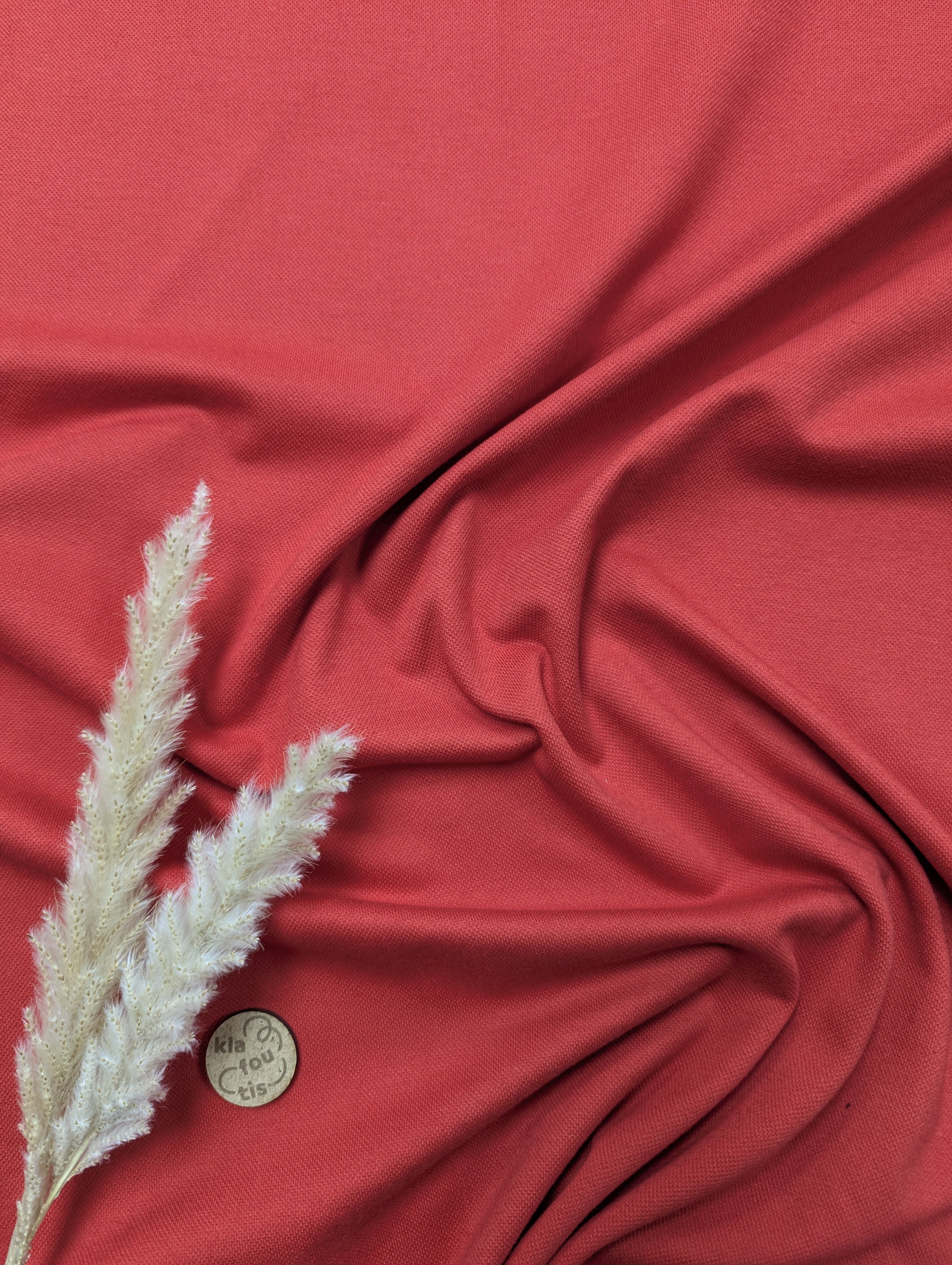 Jersey piqué de coton - maille polo - rouge