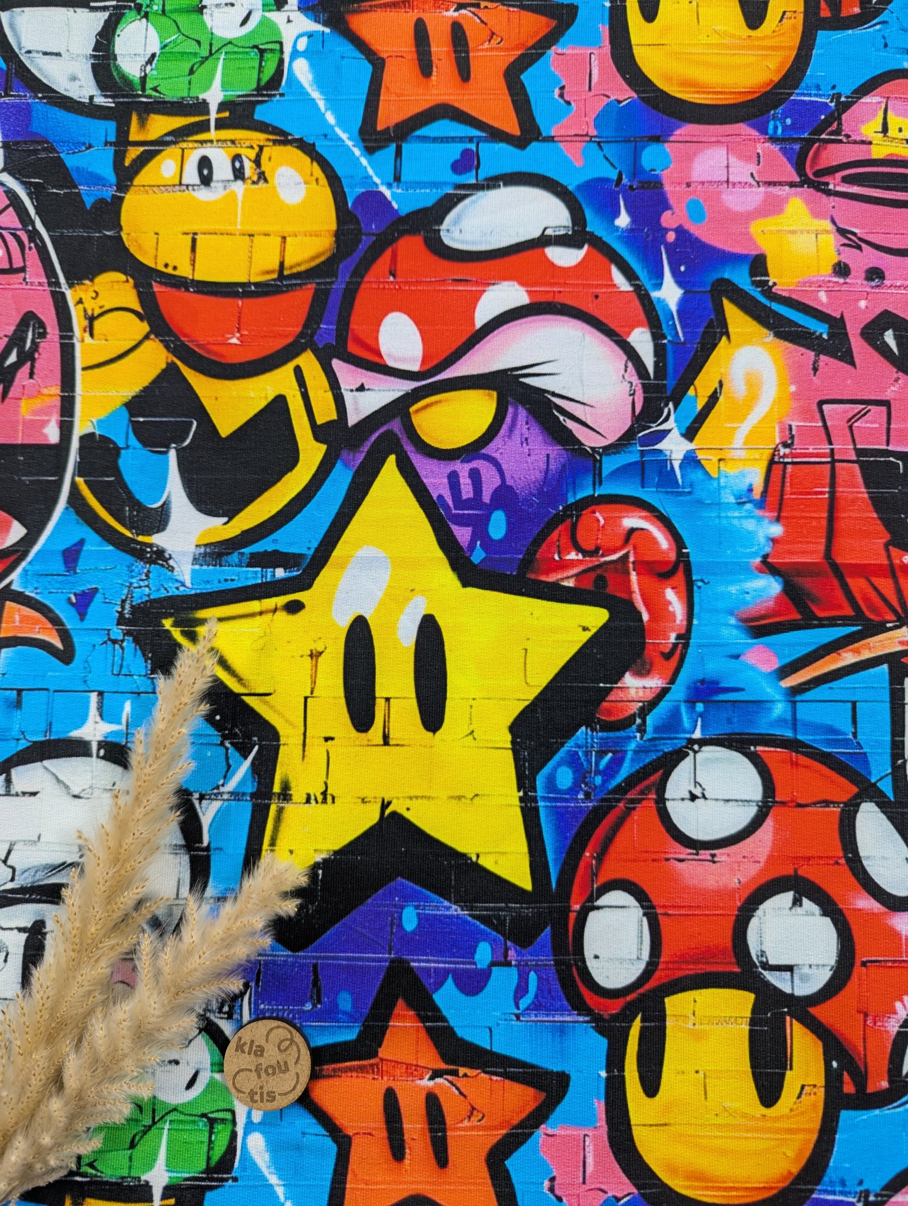 French terry noir - graffiti