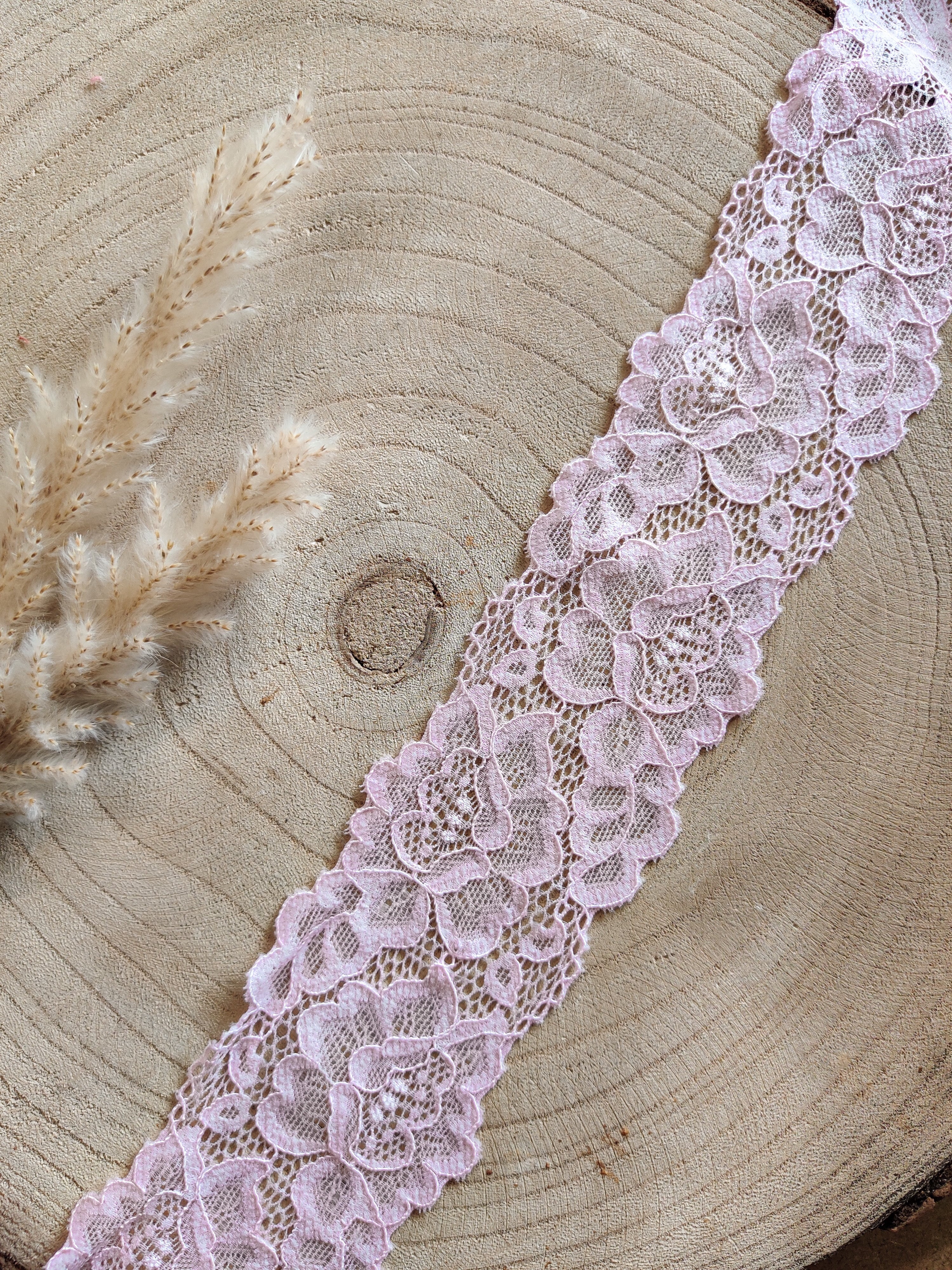 Dentelle grosses fleurs 5,5 cm - Rose