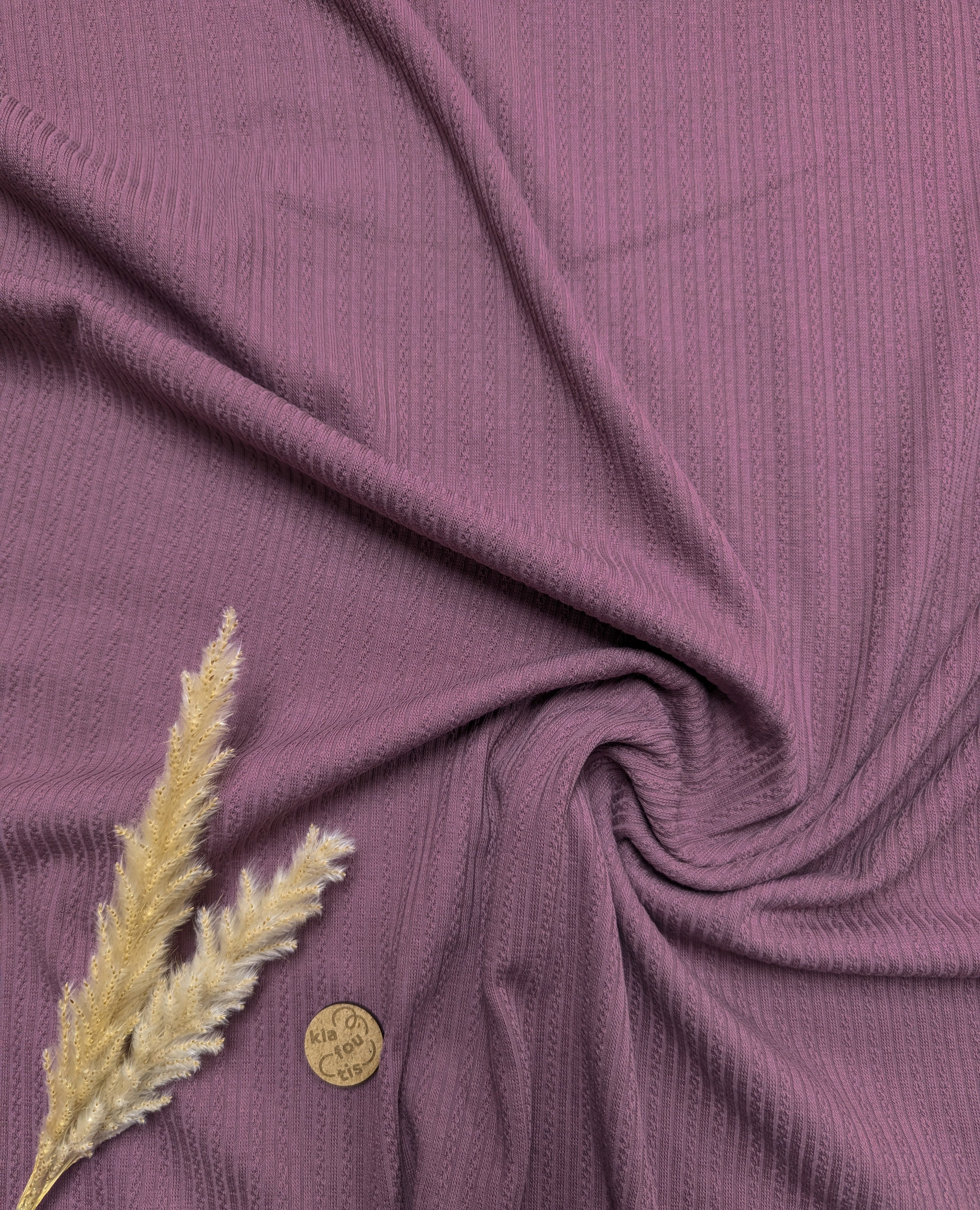 Jersey de coton effet tricoté - prune