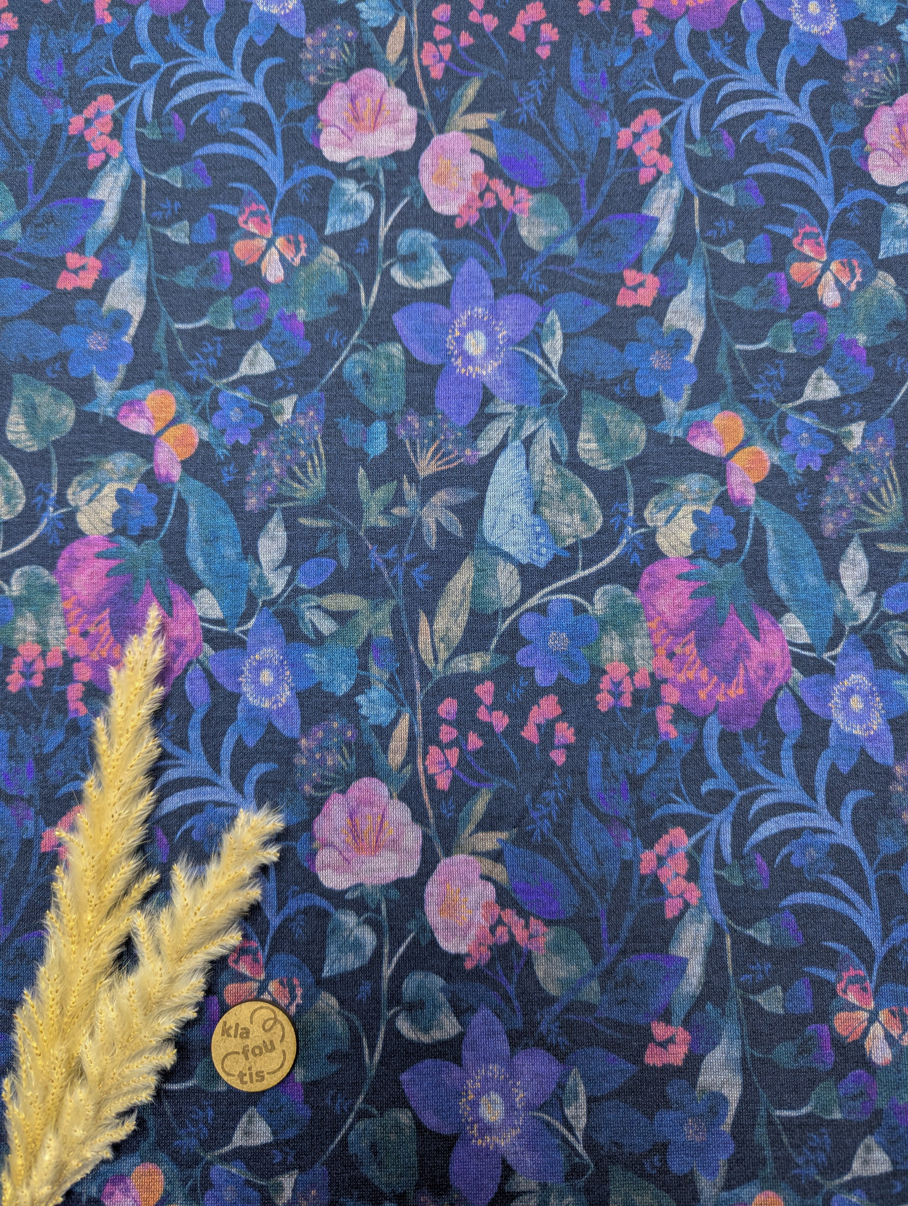 Jersey milano bleu marine - jungle fleurie
