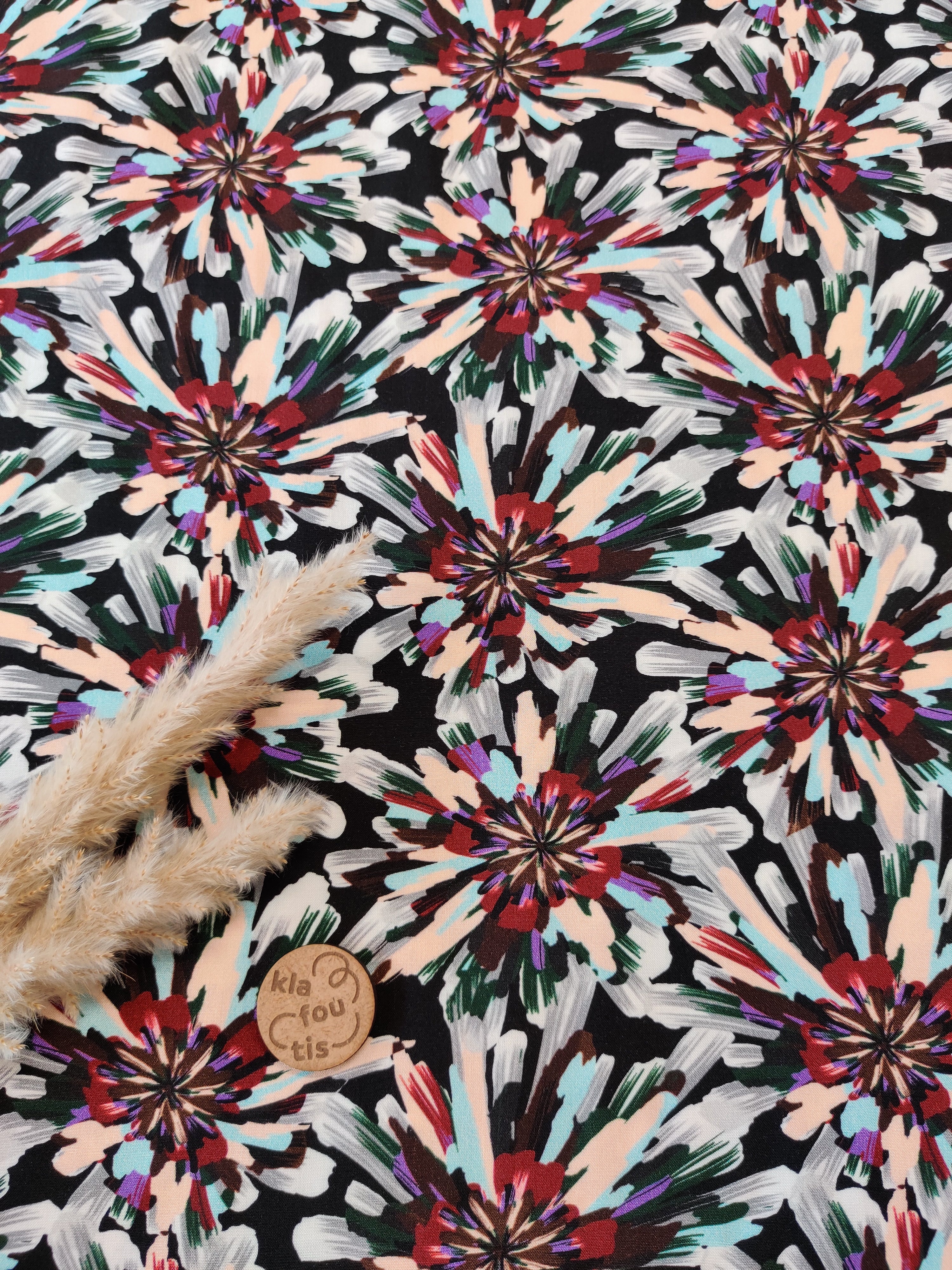 Popeline de viscose - Fleur kaléido