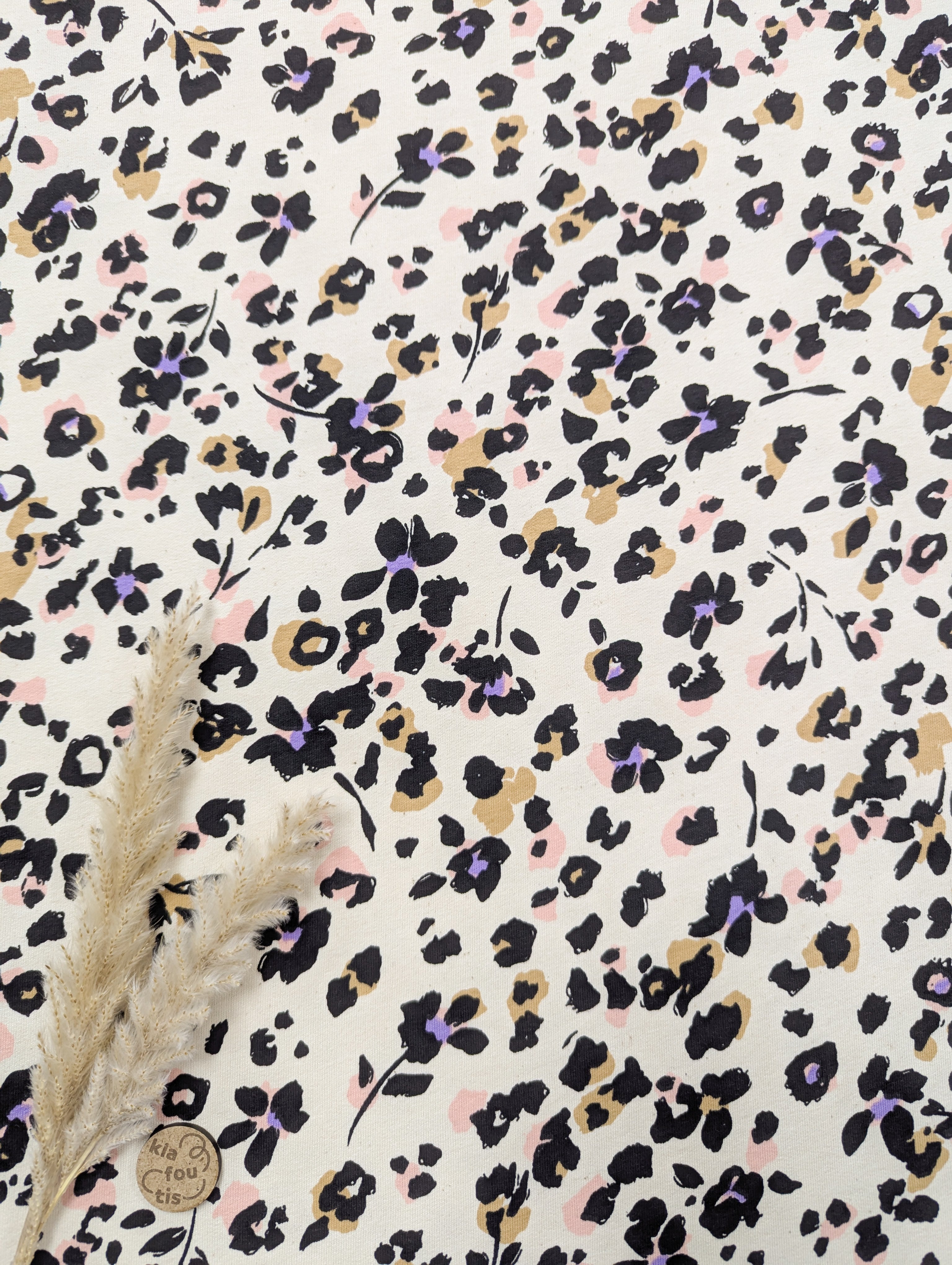 French Terry brossé naturel - Graou en fleur