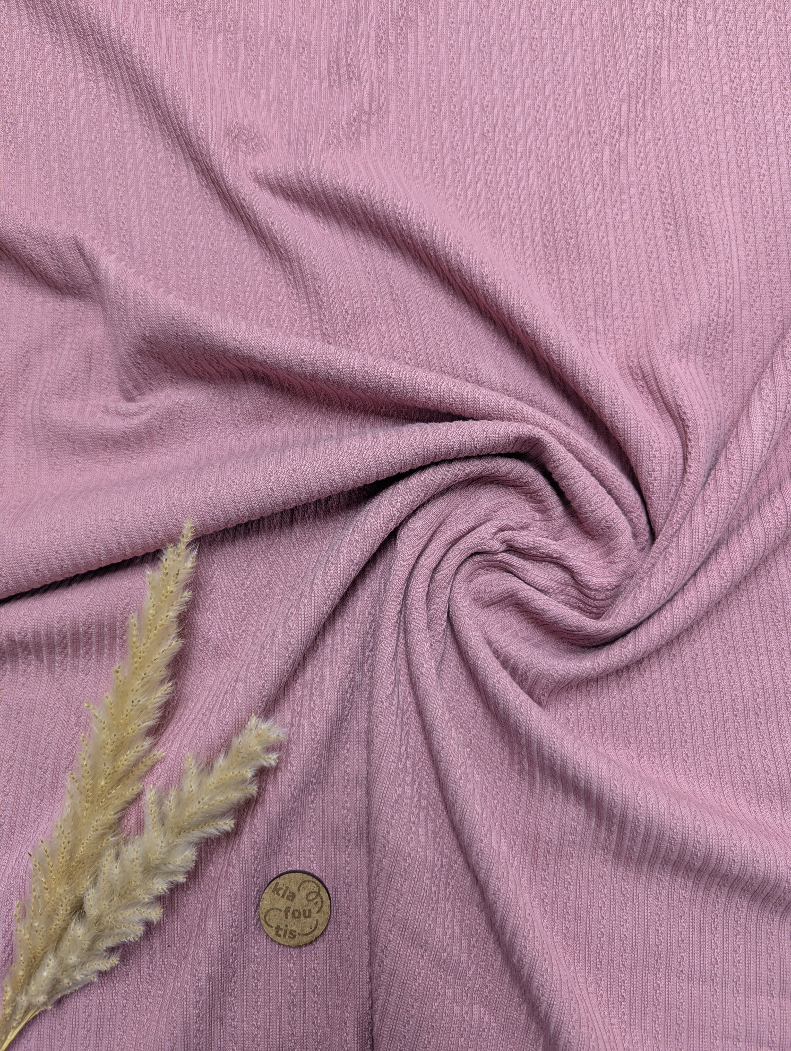 Jersey de coton effet tricoté - vieux rose