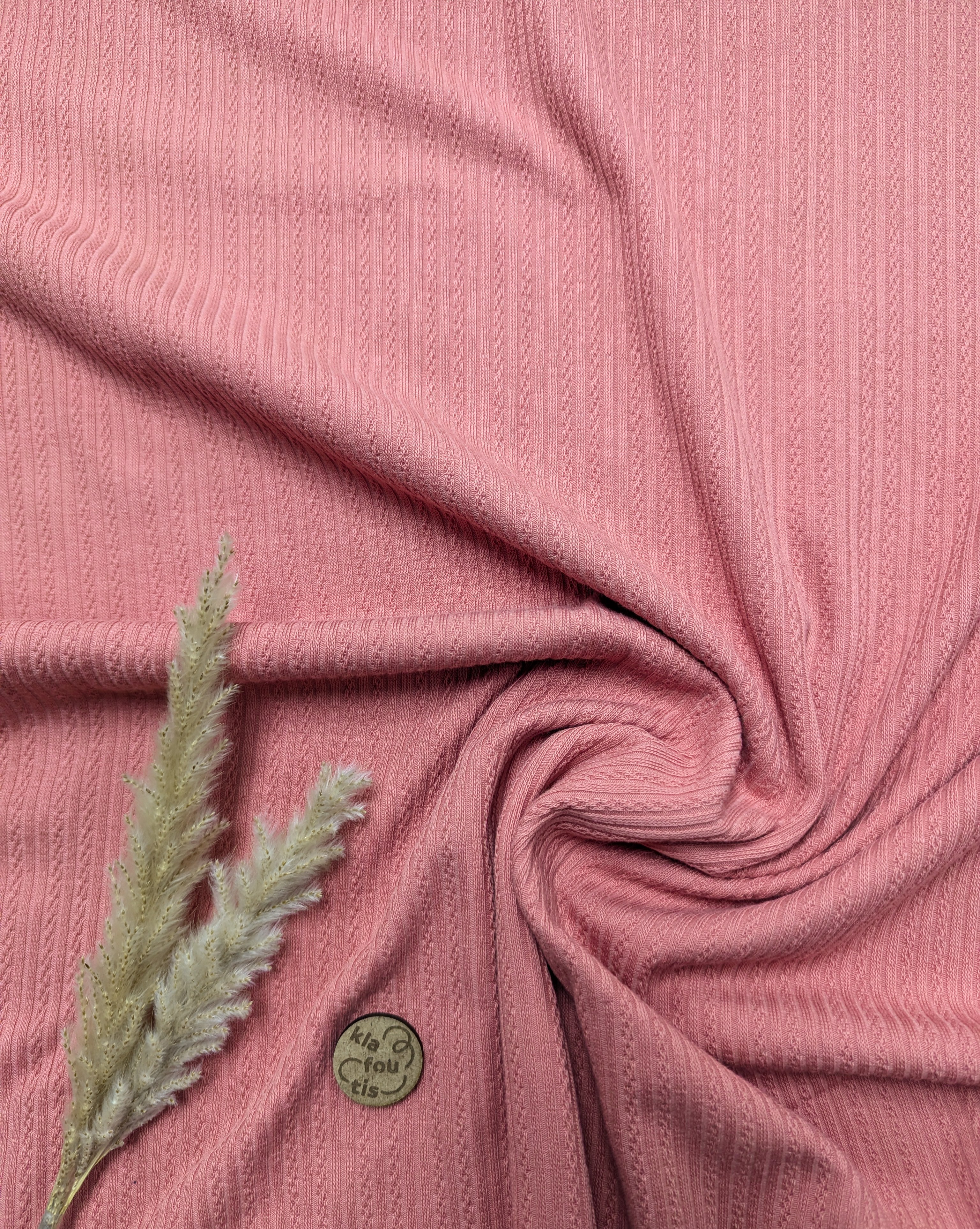 Jersey de coton effet tricoté - corail