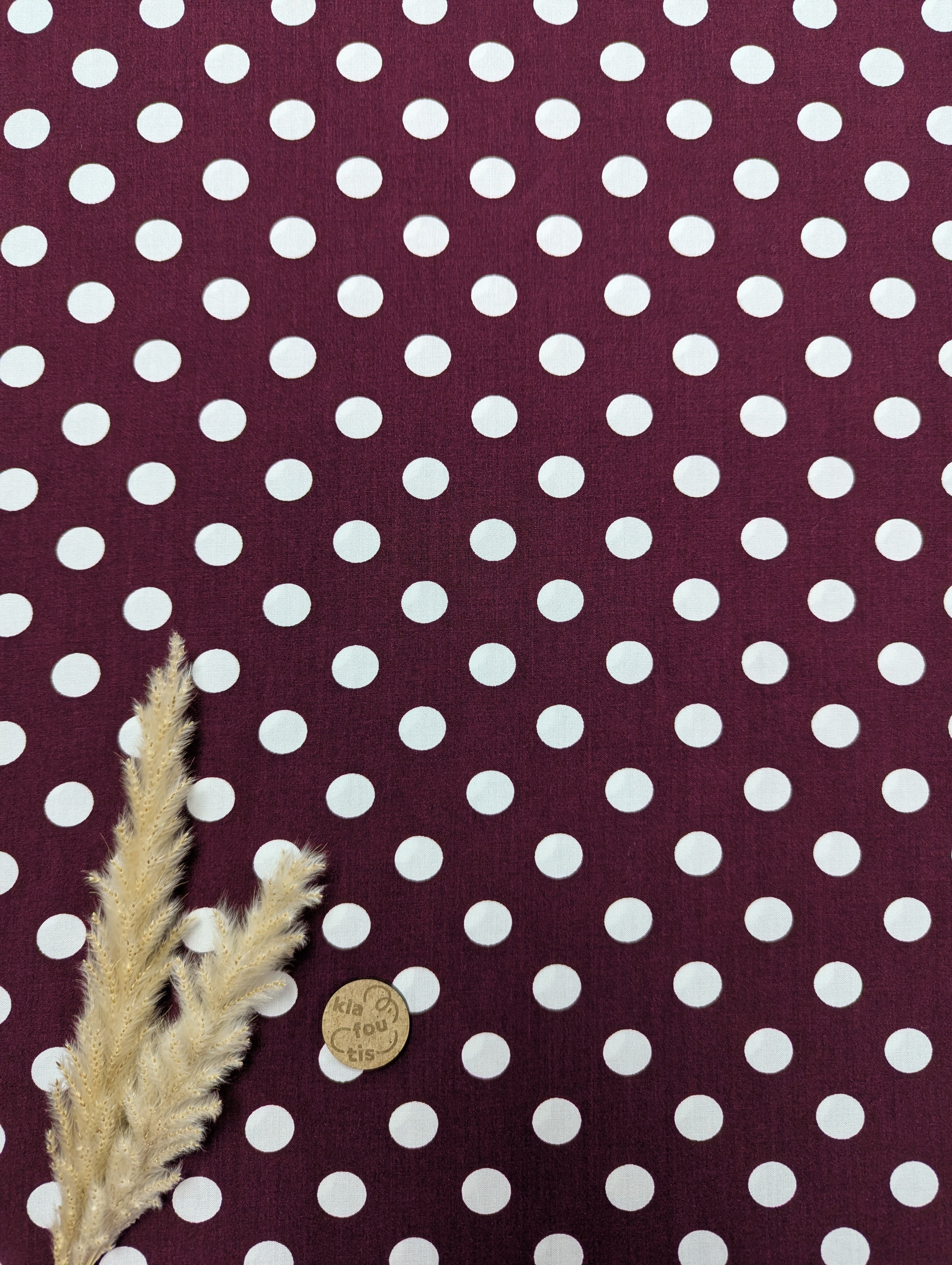 Popeline de viscose bordeaux - pois
