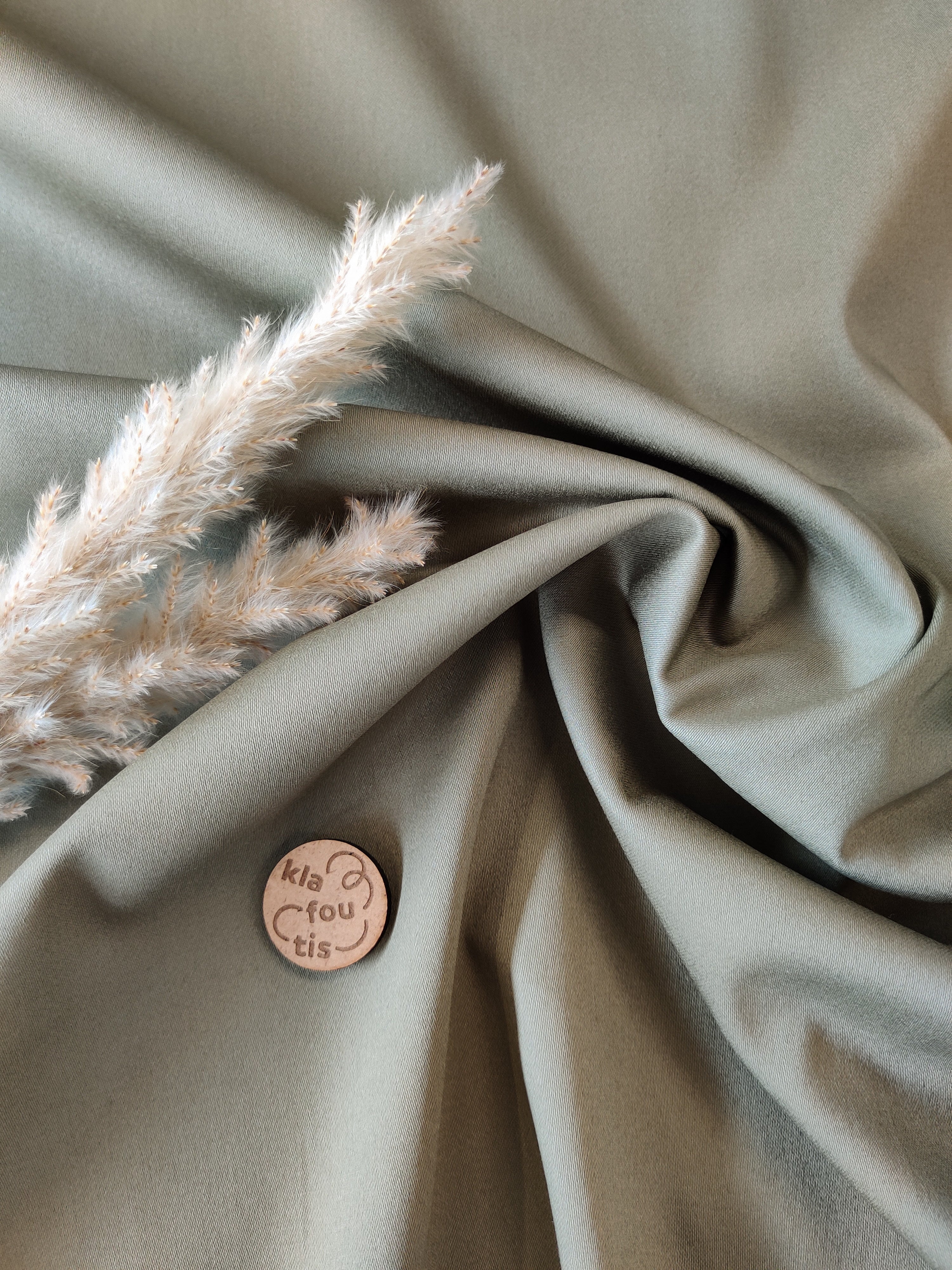 Satin de Coton stretch - Kaki grisé