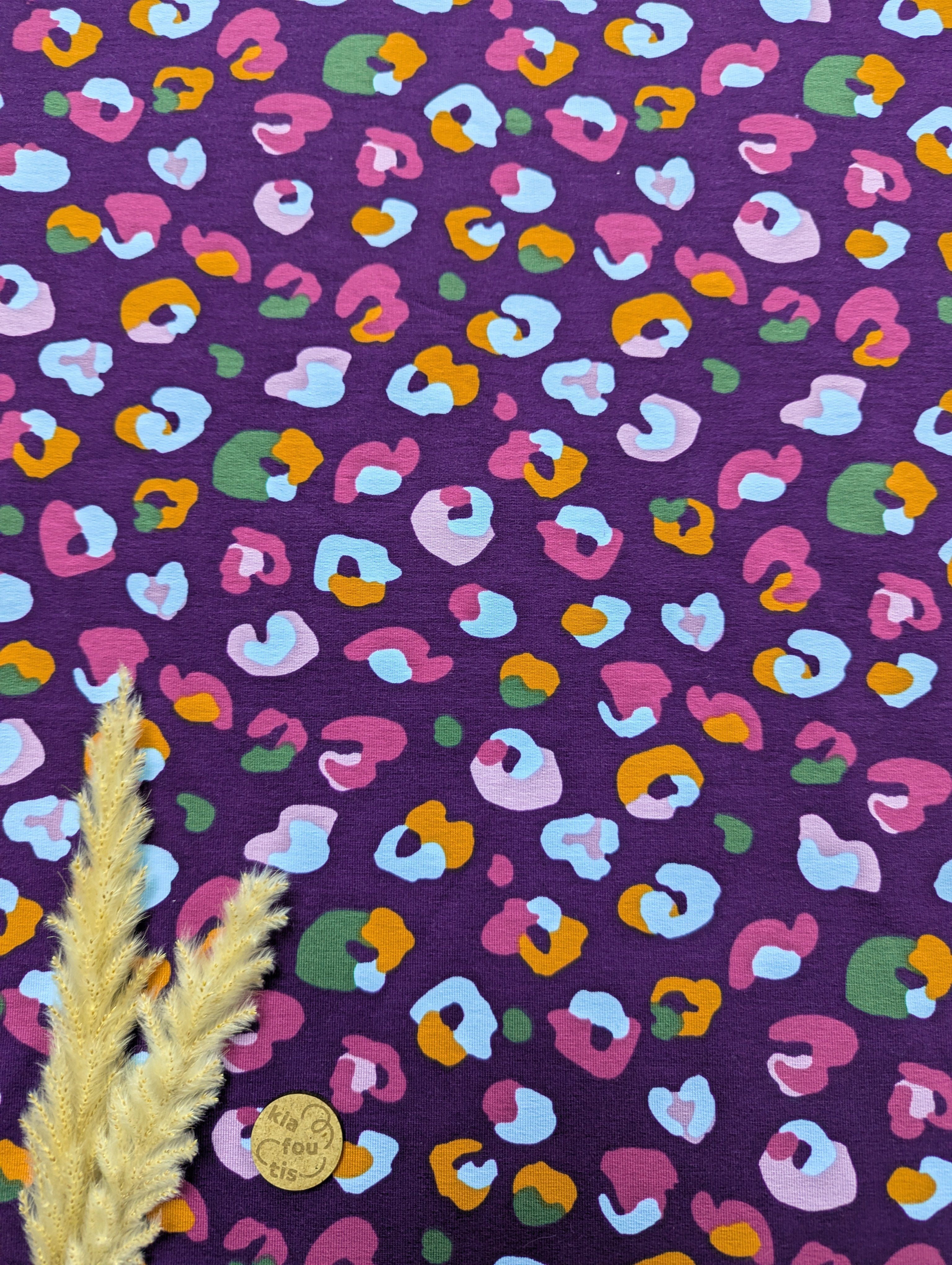 French Terry aubergine - graou coloré