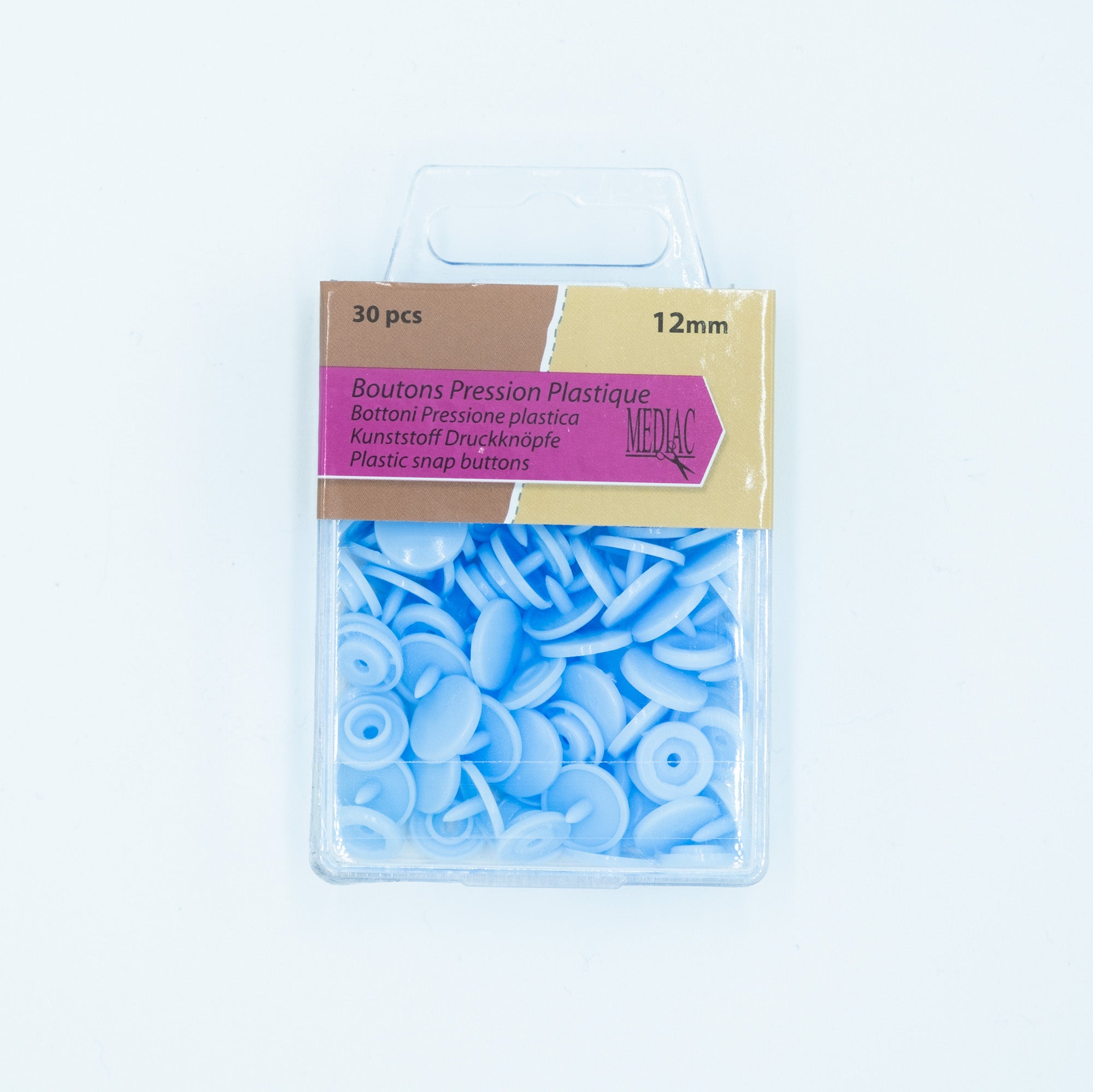 Pressions en plastique - bleu layette