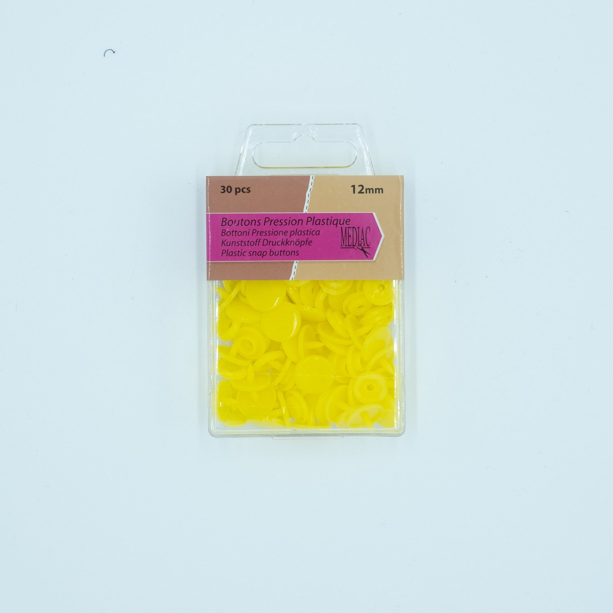 Pressions en plastique - jaune soleil